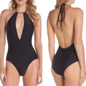 NWT Ted Baker Black Halter One Piece Swimsuit